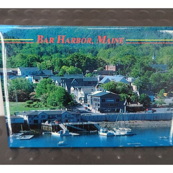 Bar Harbor Maine Souvenir Fridge Magnet - Scenic Harbor View - Picture 1 of 5
